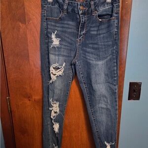 Rue21 Dark Blue Distressed Skinny Jeans